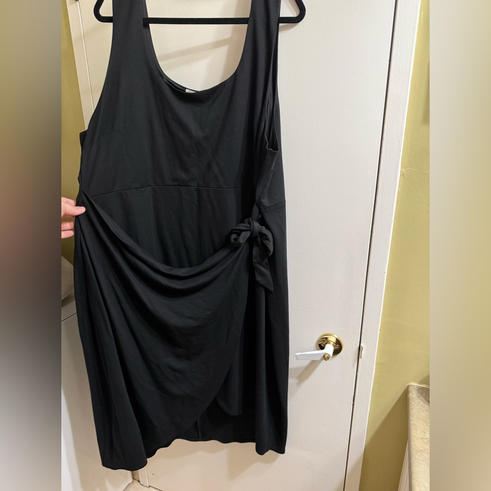 Addition Elle Black Asymmetrical Dress wrap tie
